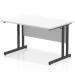 The Dynamic Rectangle Desks Impulse has a modern and sleek design, featuring a scalloped edge and a white top with black cantilever legs. The desk measures 1200 x 800mm and is perfect for any office space.