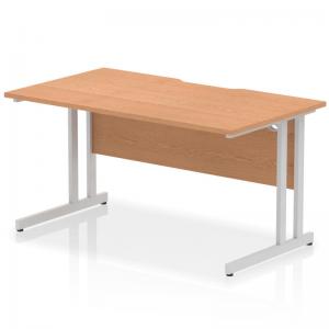 Impulse 1400 x 800mm Scalloped Edge Straight Office Desk Oak Top