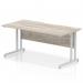 Impulse 1600 x 800mm Scalloped Edge Straight Office Desk Grey Oak Top Silver Cantilever Leg I005895