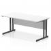 The dynamic rectangle desk features a scalloped edge and a 1600 x 800mm white top. The black cantilever leg adds a modern touch to this straight office desk.