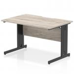 Impulse 1200 x 800mm Scalloped Edge Straight Office Desk Grey Oak Top Black Cable Managed Leg I005912