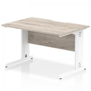 Impulse 1200 x 800mm Scalloped Edge Straight Office Desk Grey Oak Top
