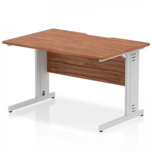 Impulse 1200 x 800mm Scalloped Edge Straight Office Desk Walnut Top