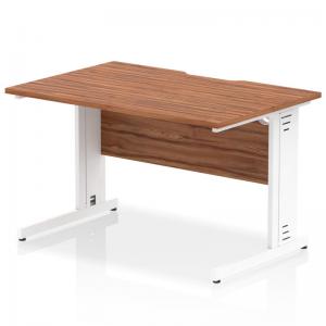 Impulse 1200 x 800mm Scalloped Edge Straight Office Desk Walnut Top