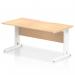 A sleek and modern office desk, the Dynamic Cable Managed Impulse has a maple top with a scalloped edge and white cable managed legs. The 1600 x 800mm size provides ample space for work, while the cable management system keeps cords and wires organized.
