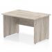 Impulse 1200 x 800mm Scalloped Edge Straight Office Desk Grey Oak Top Panel End Leg I005964