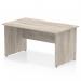 Impulse 1400 x 800mm Scalloped Edge Straight Office Desk Grey Oak Top Panel End Leg I005970