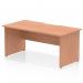 This photograph features a dynamic panel end desk with an impulse design measuring 1600 x 800mm. The scalloped edge and beech top add a touch of elegance, while the panel end leg provides a sturdy base.