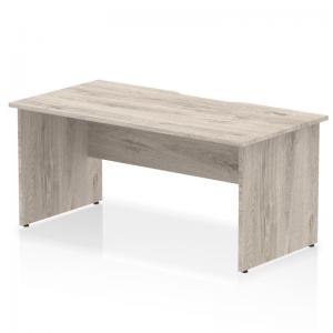 Impulse 1600 x 800mm Scalloped Edge Straight Office Desk Grey Oak Top