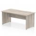 Impulse 1600 x 800mm Scalloped Edge Straight Office Desk Grey Oak Top Panel End Leg I005976