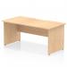 The picture shows a dynamic panel end desk with a scalloped edge, measuring 1600 x 800mm. The straight office desk features a maple top and panel end leg, adding a sleek touch to any workspace.