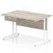 Impulse 1200 x 800mm Scalloped Edge Straight Office Desk Grey Oak Top White Cantilever Leg Workstation 1 x 1 Drawer Fixed Pedestal I005986