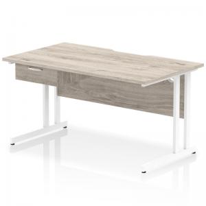 Impulse 1400 x 800mm Scalloped Edge Straight Office Desk Grey Oak Top