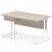 Impulse 1400 x 800mm Scalloped Edge Straight Office Desk Grey Oak Top White Cantilever Leg Workstation 1 x 1 Drawer Fixed Pedestal I006004