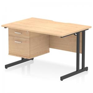 Impulse 1200 x 800mm Scalloped Edge Straight Office Desk Maple Top