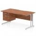 This sleek and modern office desk features a scalloped edge walnut top with a silver cantilever leg. The 1600 x 800mm size is perfect for any workspace and the 2 drawer fixed pedestal offers ample storage. The dynamic design of this desk adds a touch of sophistication to any office setting.