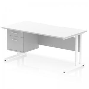 Impulse 1600 x 800mm Scalloped Edge Straight Office Desk White Top