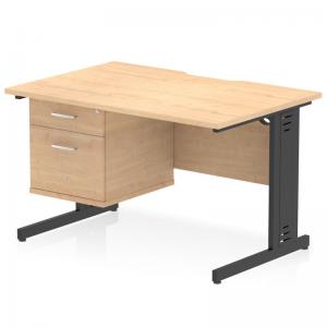 Impulse 1200 x 800mm Scalloped Edge Straight Office Desk Maple Top