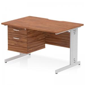 Impulse 1200 x 800mm Scalloped Edge Straight Office Desk Walnut Top