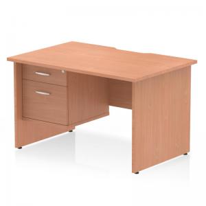 Impulse 1200 x 800mm Scalloped Edge Straight Office Desk Beech Top