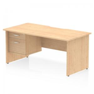 Impulse 1600 x 800mm Scalloped Edge Straight Office Desk Maple Top