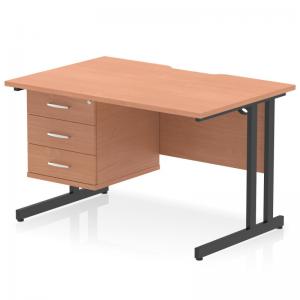 Impulse 1200 x 800mm Scalloped Edge Straight Office Desk Beech Top