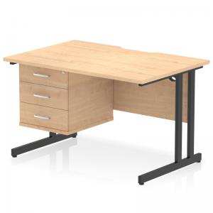 Impulse 1200 x 800mm Scalloped Edge Straight Office Desk Maple Top