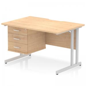 Impulse 1200 x 800mm Scalloped Edge Straight Office Desk Maple Top