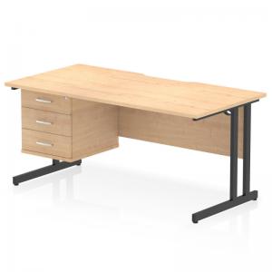 Impulse 1600 x 800mm Scalloped Edge Straight Office Desk Maple Top