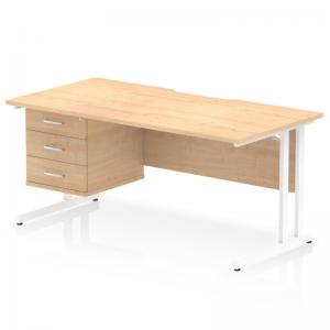 Impulse 1600 x 800mm Scalloped Edge Straight Office Desk Maple Top
