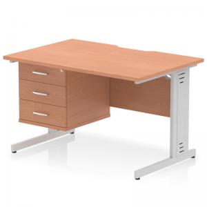 Impulse 1200 x 800mm Scalloped Edge Straight Office Desk Beech Top