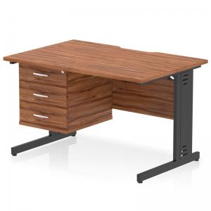 Impulse 1200 x 800mm Scalloped Edge Straight Office Desk Walnut Top