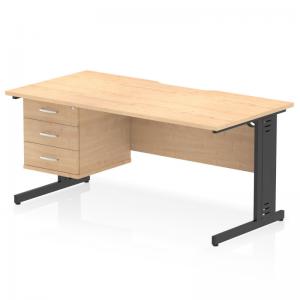 Impulse 1600 x 800mm Scalloped Edge Straight Office Desk Maple Top