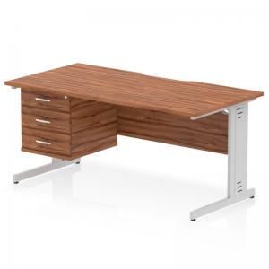 Impulse 1600 x 800mm Scalloped Edge Straight Office Desk Walnut Top
