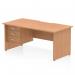 This stylish and functional office desk features a scalloped edge and oak top panel, with a straight design and sturdy panel end leg workstation. Complete with a 3 drawer fixed pedestal for storage, this 1600 x 800mm desk is a dynamic addition to any workspace.