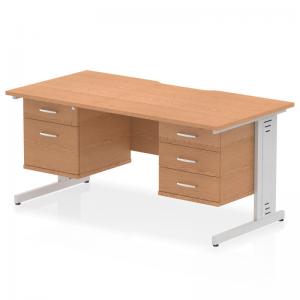 Impulse 1600 x 800mm Scalloped Edge Straight Office Desk Oak Top