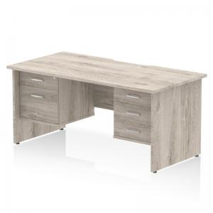 Impulse 1600 x 800mm Scalloped Edge Straight Office Desk Grey Oak Top