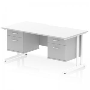 Impulse 1600 x 800mm Scalloped Edge Straight Office Desk White Top