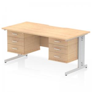Impulse 1600 x 800mm Scalloped Edge Straight Office Desk Maple Top
