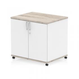 Impulse 600mm Deep Mobile Cupboard Grey Oak and White I006537