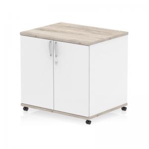 Impulse 600mm Deep Mobile Cupboard Grey Oak and White I006537