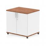 Impulse 600mm Deep Mobile Cupboard Walnut and White I006540