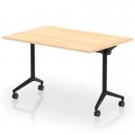 Impulse Plus Flip Top 1200mm Rectangular Table With Black Foot Maple Top I006556