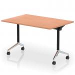 Impulse Plus Flip Top 1200mm Rectangular Table With Chrome Foot Beech Top I006560