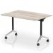 Impulse Plus Flip Top 1200mm Rectangular Table With Chrome Foot Grey Oak Top I006561