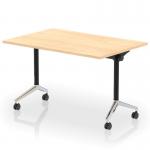 Impulse Plus Flip Top 1200mm Rectangular Table With Chrome Foot Maple Top I006562