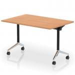 Impulse Plus Flip Top 1200mm Rectangular Table With Chrome Foot Oak Top I006563