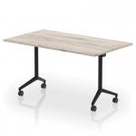 Impulse Plus Flip Top 1400mm Rectangular Table With Black Foot Grey Oak Top I006567