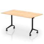 Impulse Plus Flip Top 1400mm Rectangular Table With Black Foot Maple Top I006568