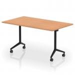Impulse Plus Flip Top 1400mm Rectangular Table With Black Foot Oak Top I006569